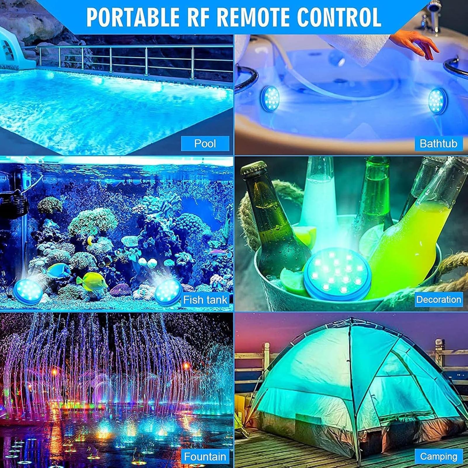 Lampe De Fontaine LED Submersible - Lampe De Charge Magnétique Étanche IP68, Éclairage De Paysage pour Piscine Extérieure, pour Spa, Bain, Étang, Aquarium, Fête