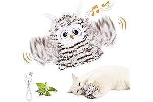 Cat Bird Interactive Toy | Rechargeable Chirping Owl Cat Toy with Catnip,...
