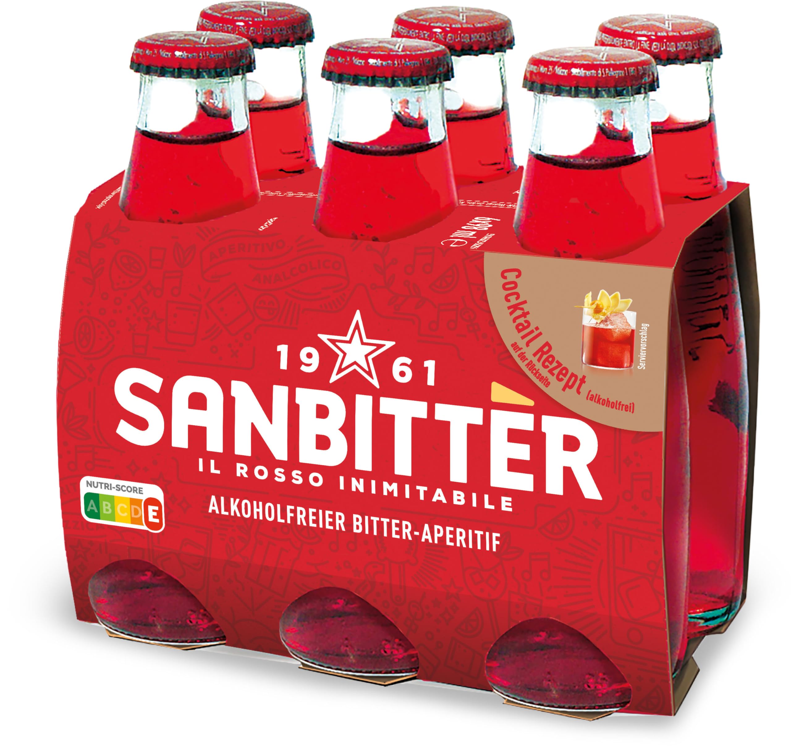 Sanbitte èr | apéritif sans alcool d'Italie | Arôme amer doux | Fabriqué à partir d'agrumes et d'herbes fines des Alpes, pour boissons mixtes | de la marque culte San Pellegrino | Lot de 24 (24 x 98 ml)