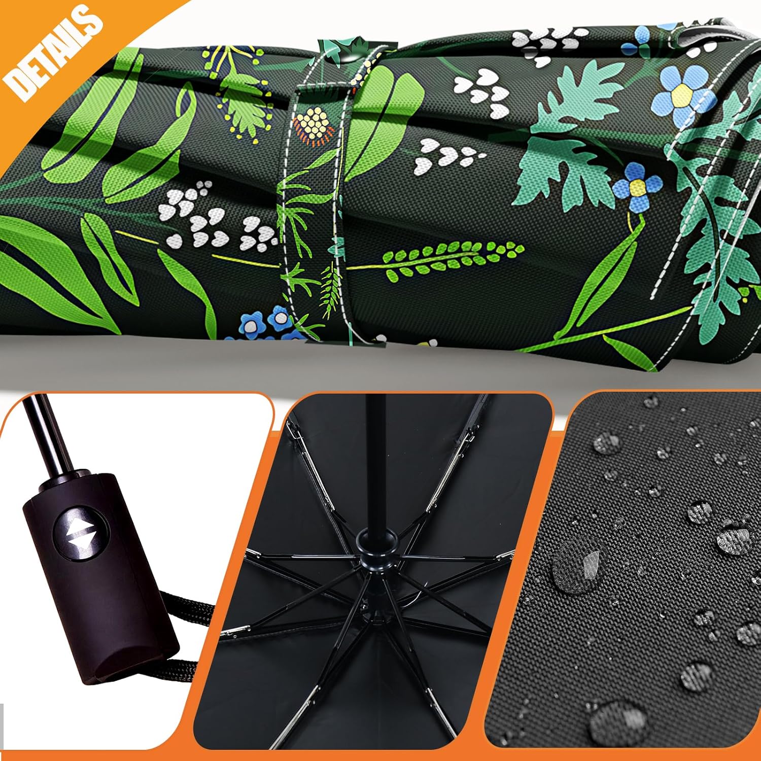 Small Compact Travel Automatic Folding Umbrella for Women, Portable Lightweight, Rain, Wind, UV Sun Shade