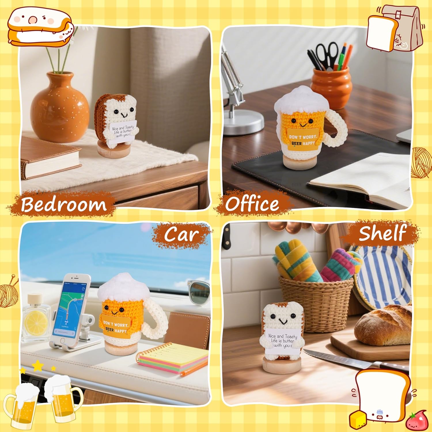 Emotional Support Crochet Gift Ideas: Funny for Couple Husband Boyfriend Birthday Gifts for Him 2Pcs Handmade Inspirational Support Gift with Positive Card - Image 6