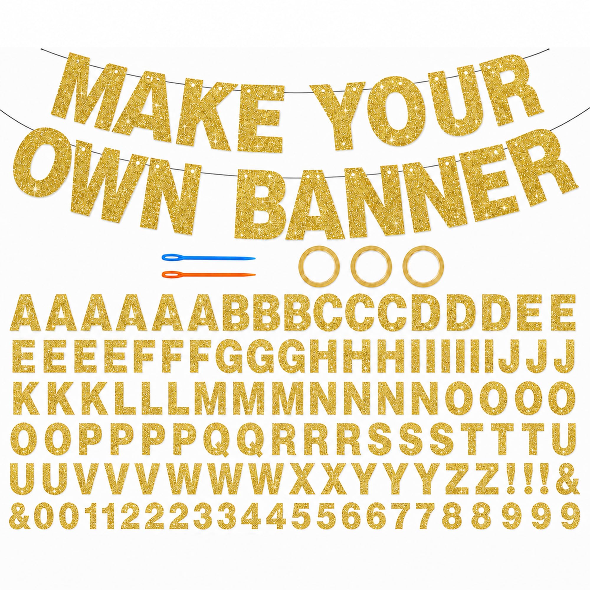116 Custom Banner, DIY Personalized Banner, Glitter Letter Birthday Banners for Wedding Graduation Party Decoration