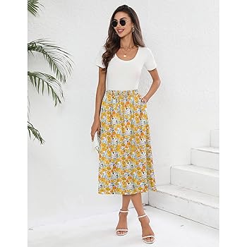 Amazon.com: Witsmile Pleated Skirts for Women Midi Length
