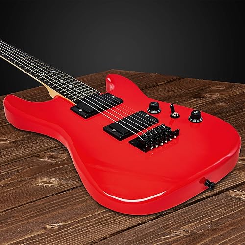 Miniatura 3 de LyxPro Guitarra eléctrica de 36 pulgadas y kit para niños con guitarra para principiantes de tamaño 3/4, amplificador, seis cuerdas, dos púas, Rojo