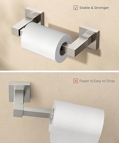 Vista 24 de FORIOUS Soporte de pared para papel higiénico, soporte de rollo de papel higiénico de doble poste giratorio de acero inoxidable para baño