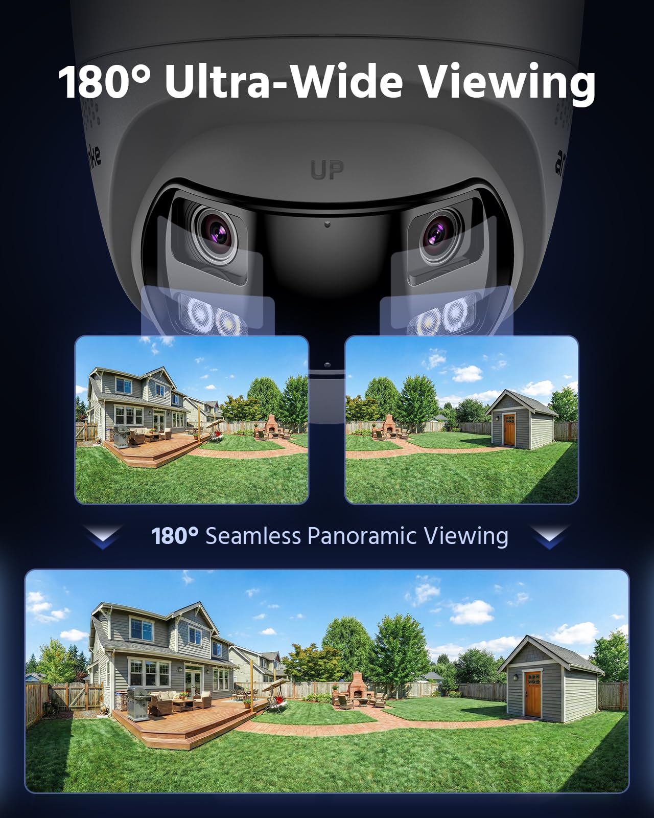 ANNKE Sistema di telecamera di sorveglianza 4K, 8 canali, 12 MP, NVR con disco rigido da 2 TB, 4 X 8 MP, doppia fotocamera PoE, vista panoramica a 180°, visione notturna a colori, rilevamento persone