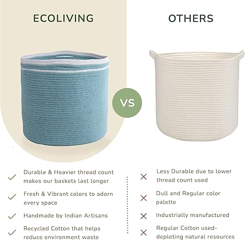 Miniatura 6 de Eco-living - Cesta de almacenamiento de cuerda de algodón reciclado, cesta para plantas, organizador de almacenamiento multiusos, cubos de
