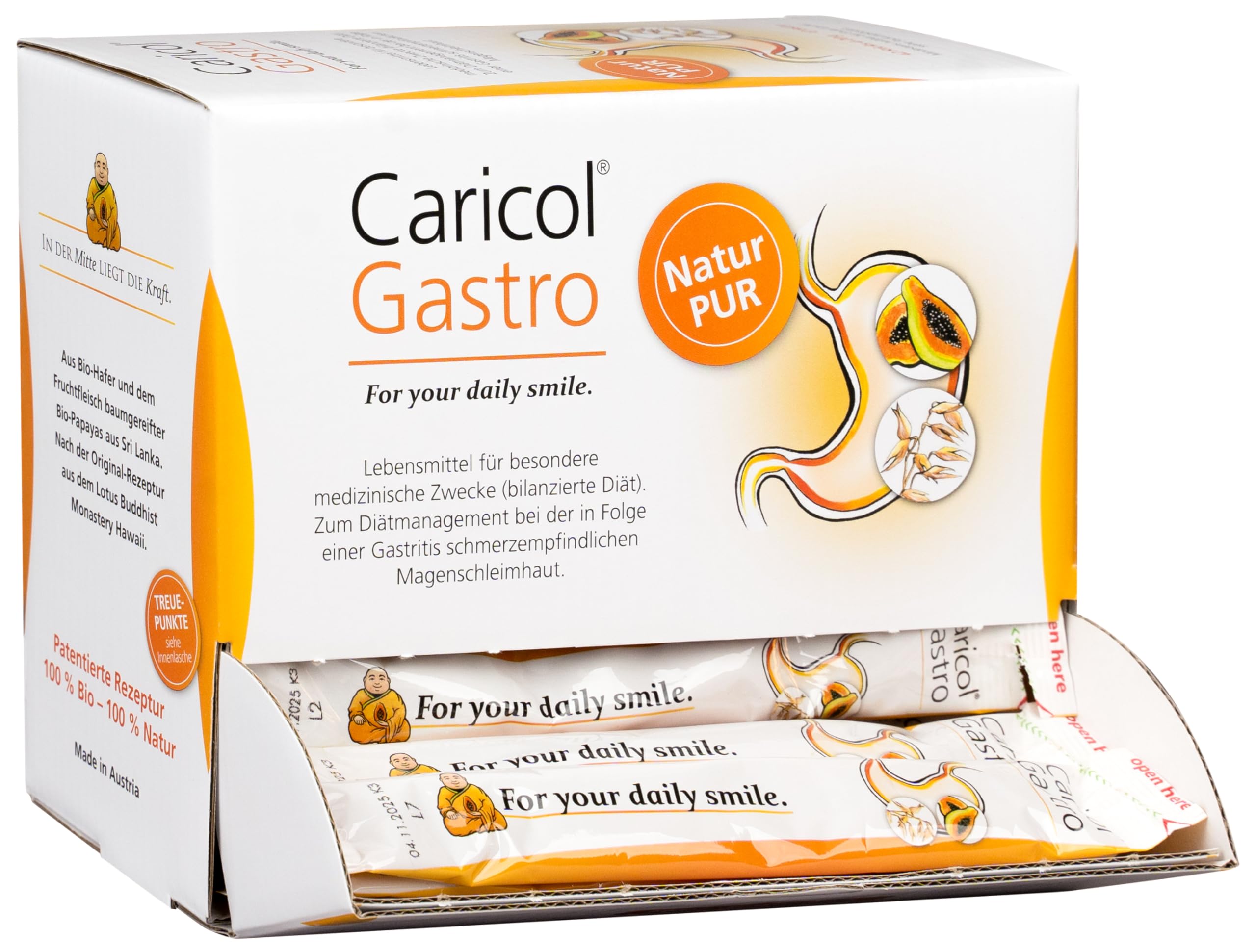 Caricol Gastro | 100% prodotto naturale | Supporto per la mucosa gastrica | Con il potere di Papaya & Biotina | Con papaina | 42 bastoncini da 20 g (840 g)