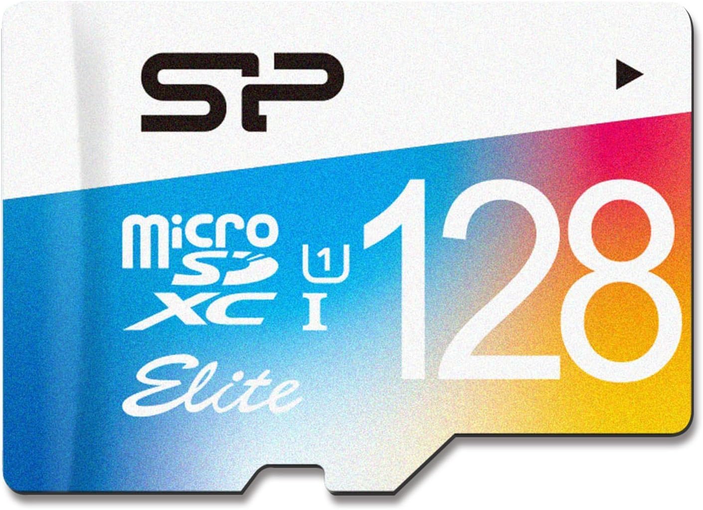 Silicon Power 128GB MicroSDXC UHS-1 Class10, Elite Flash memory Card with Adapter (SP128GBSTXBU1V20BT)