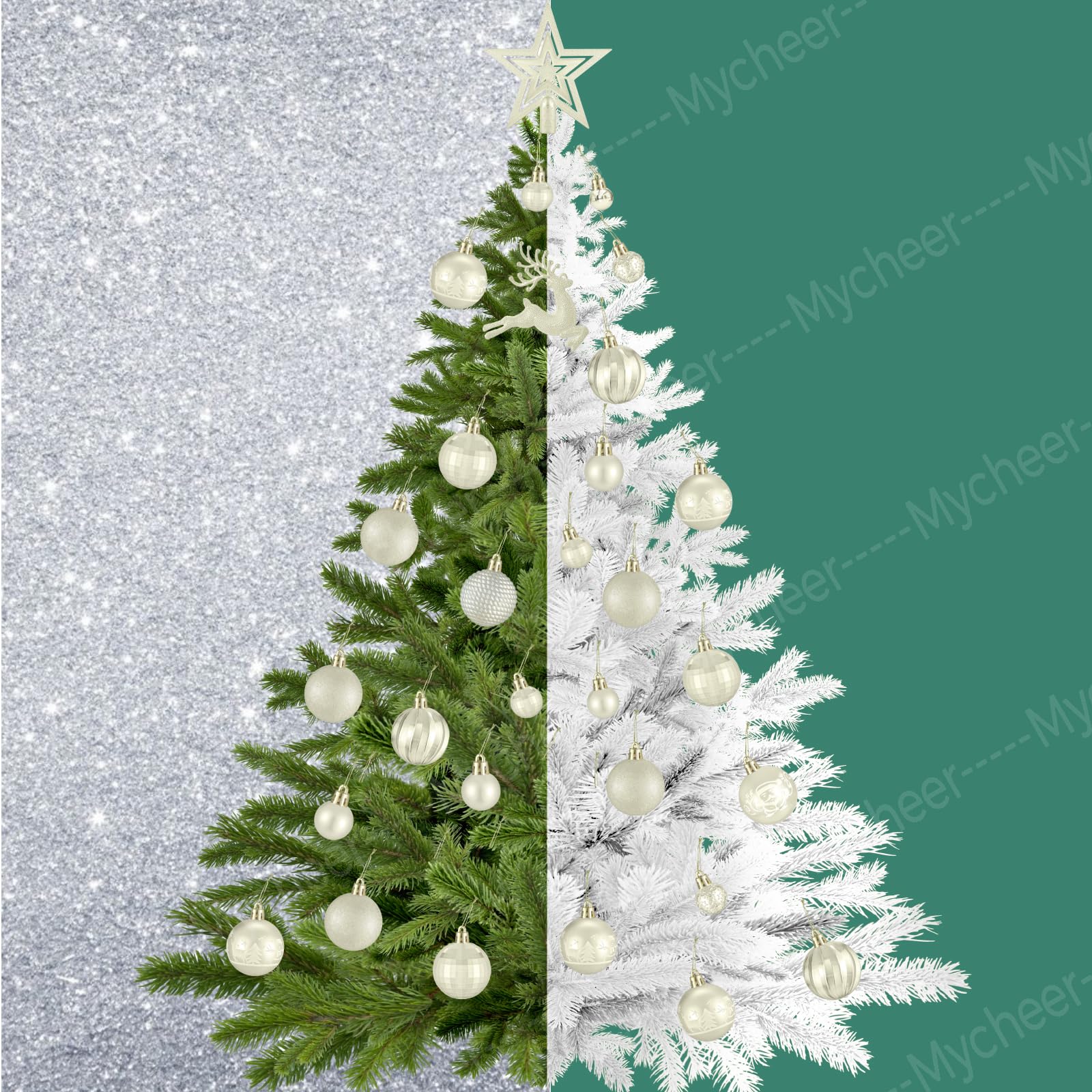 102 Pièces Boules de Noel,Decoration Noel Sapin,Christmas Tree Decoration,Kit Decoration Noel avec Grosse Petite Boule de Noel Boîte à Boules de Noël en Plastique