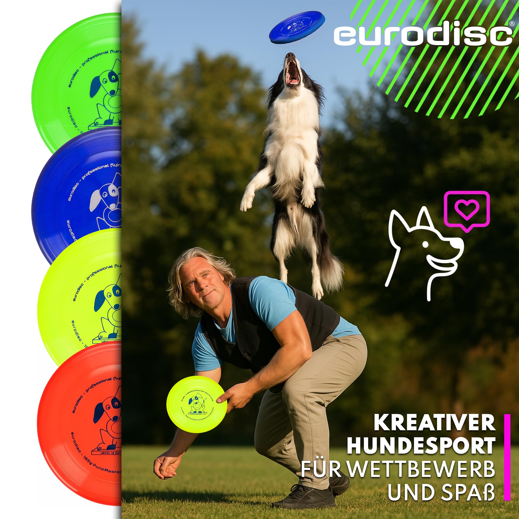 eurodisc 135g Discdogging bissstarke Hunde Frisbee PuncMaster Fun Award BLAU