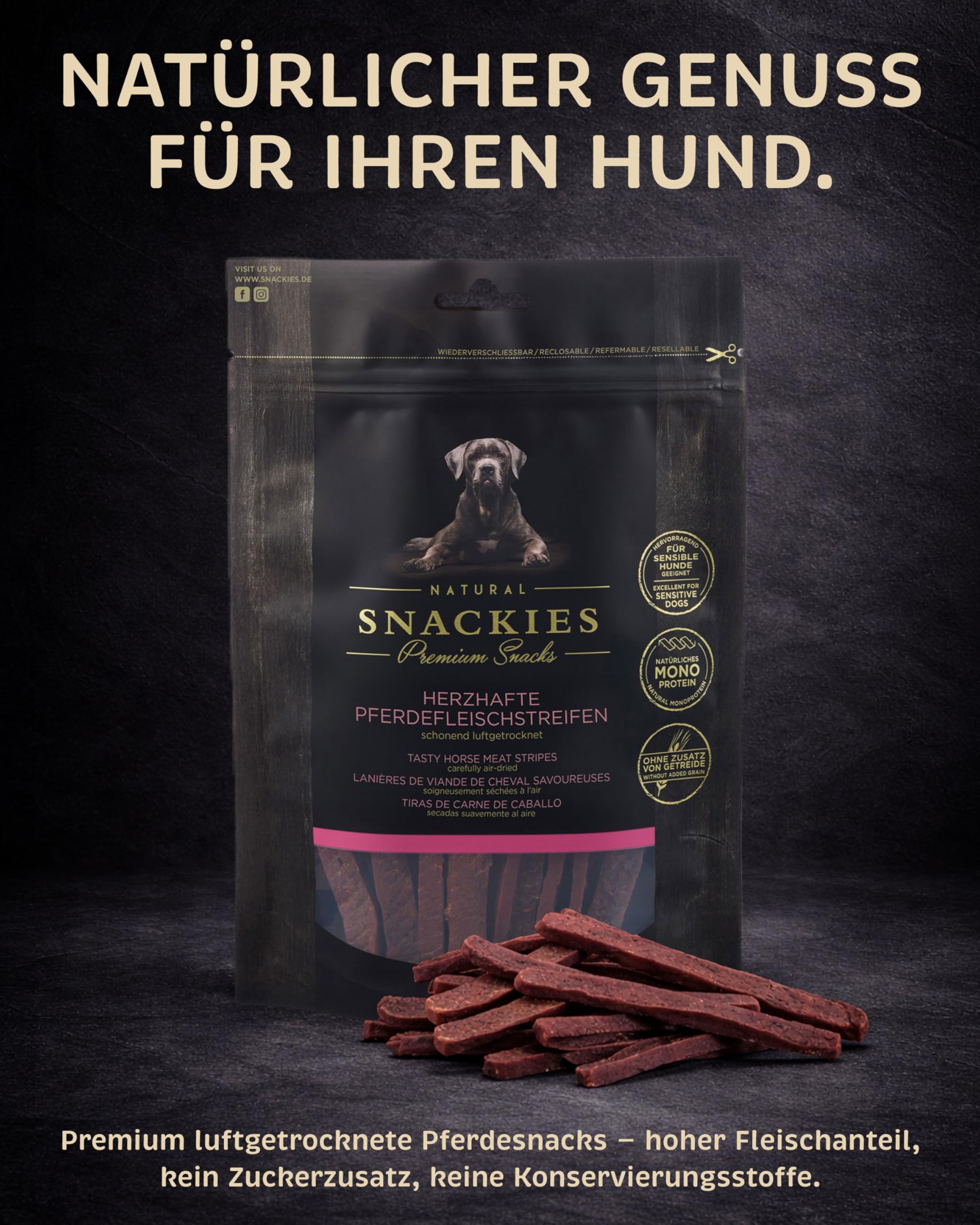 SNACKIES Vorteils-Set Pferd 6+1 Pack (à 170g) Premium Snacks für Hunde