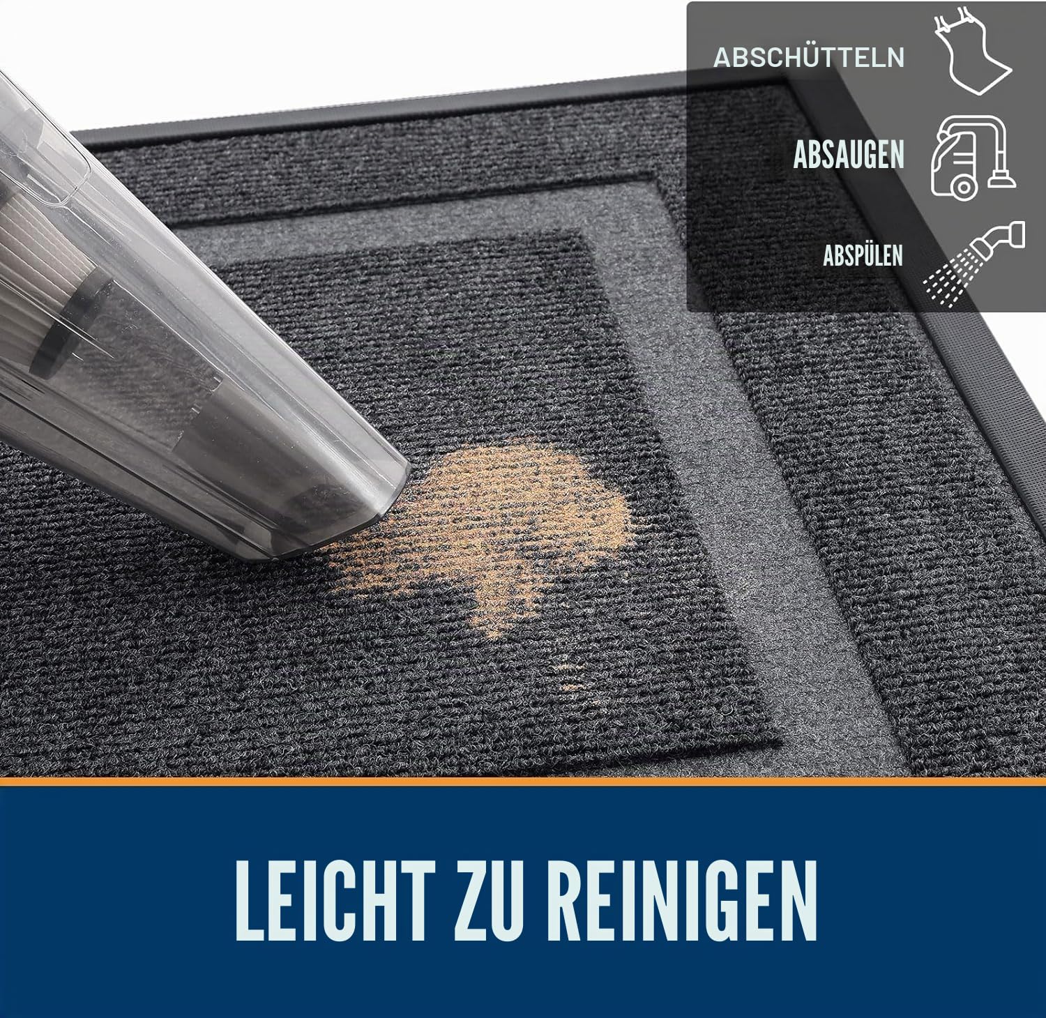 Homaxy Fußmatte außen und innen, rutschfest Schmutzfangmatte, Waschbar Fussmatte, pflegeleicht robust Fußabtreter für Haustür, Eingang, Balkon, Garten(80X120cm, Grau)