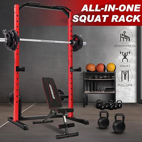 Miniatura 4 de OPPSDECOR Power Cage Power Rack, Multi-Functional Weight Cage with More Training Attachments, Heavy-Duty Construction Squat Rack for Home Gym