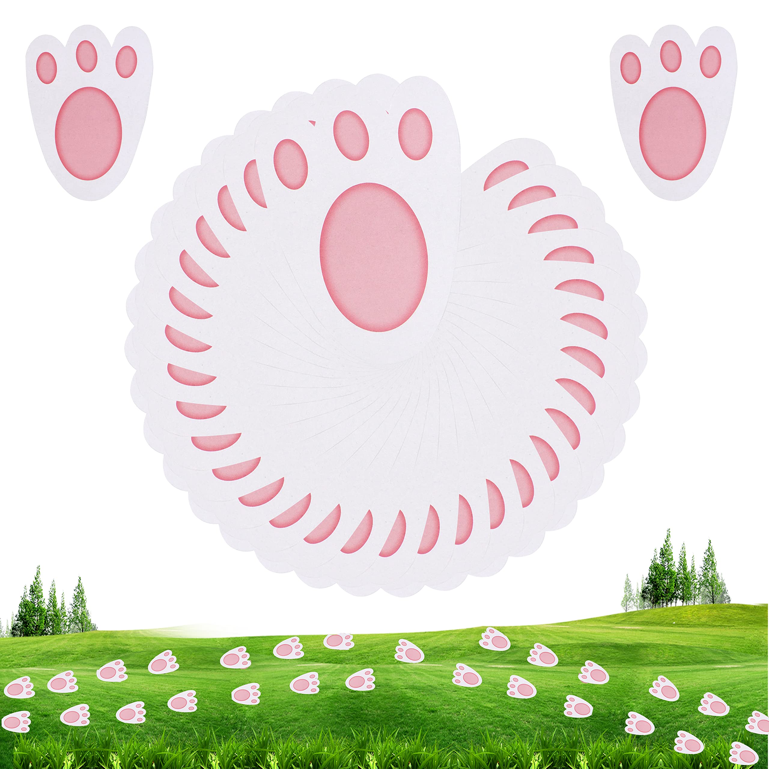 Hovuk 30Pcs- Bunny Feets 30Pcs Easter Rabbit Footprints, Outdoor Easter Decorations, Bunny Footprint Easter Egg Hunt Kids Party Game Easter Themed Party Decoration, Size-11Cm