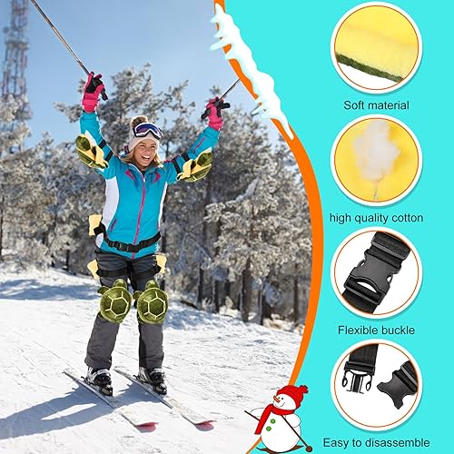 Miniatura 2 de Liliful Juego de 5 almohadillas de tortuga para snowboard, protector de snowboard, incluye almohadilla de cadera de esquí 3D con rodilleras,