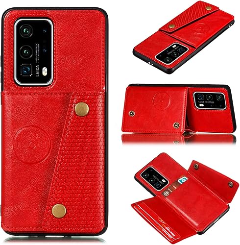 Funda para Huawei P40 Pro, con ranura para tarjeta para Huawei P40 Pro ELS-NX9 ELS-N04 ELS-AN00 ELS-TN00, color rojo