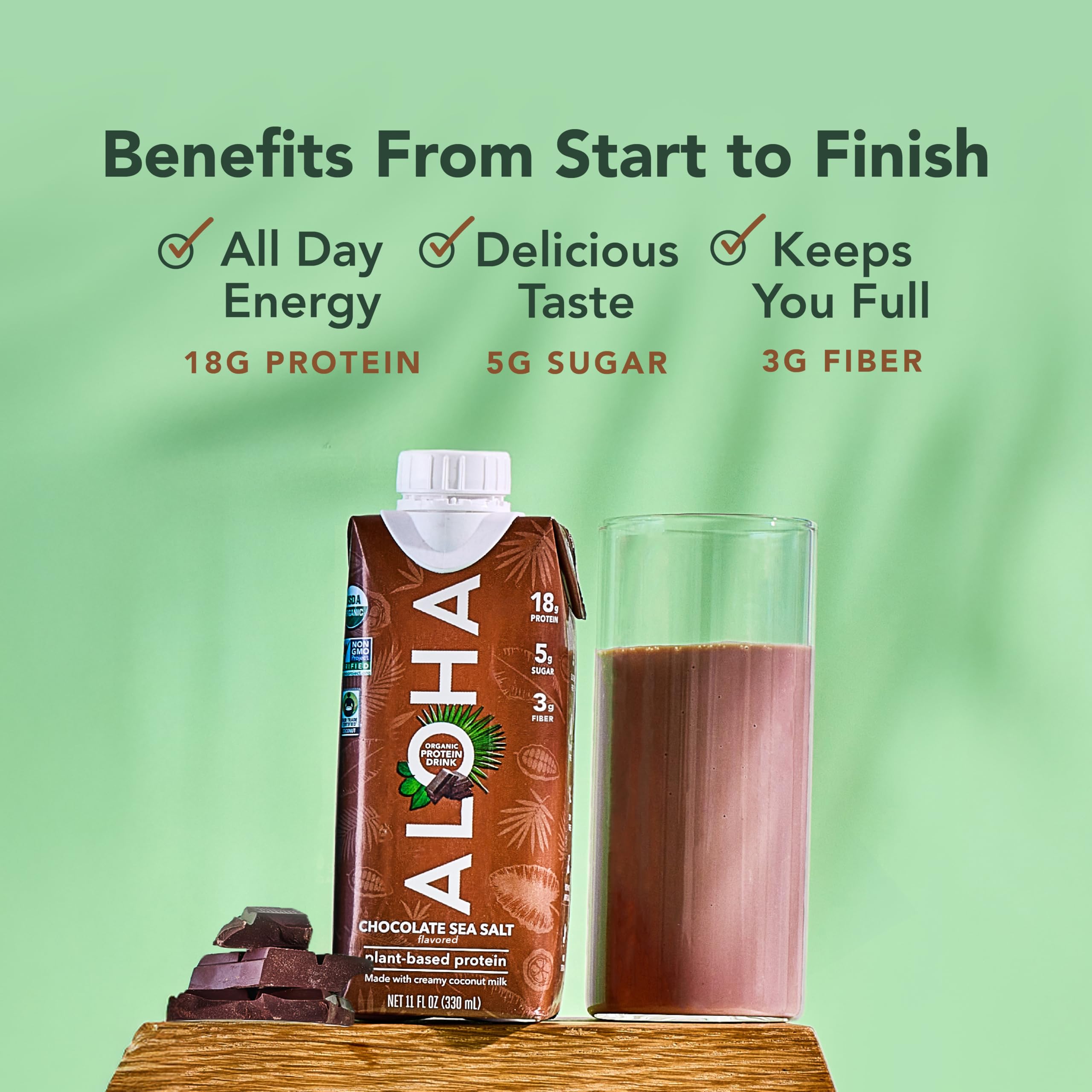Amazon.com: ALOHA Organic Protein Drink, Chocolate Sea Salt, Low