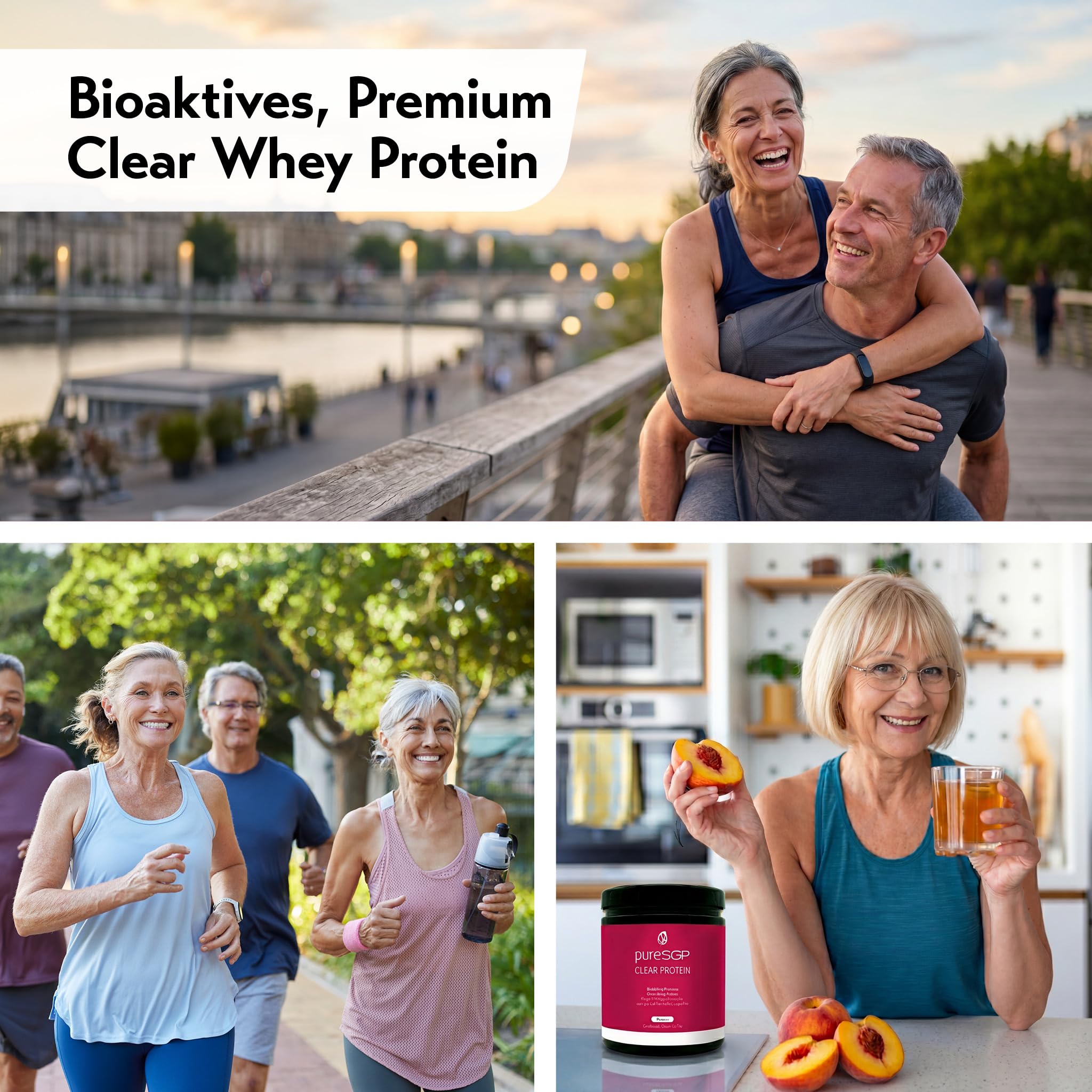 pureSGP® Clear Protein Peach Ice Tea[500g] Whey-Isolat in Apothekenqualität | Erfrischender Peach Iced Tea Geschmack. Klar, leicht und optimal in Wasser löslich. Zuckerfrei und mit hoher Bioverfügbarkeit