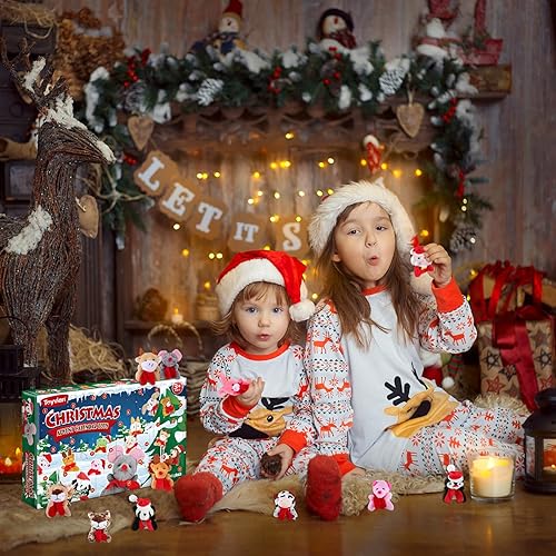 Miniatura 8 de Toyvian Calendario de Adviento de cuenta regresiva, calendario de Adviento de Navidad de 24 días con 24 juguetes de peluche de animales,