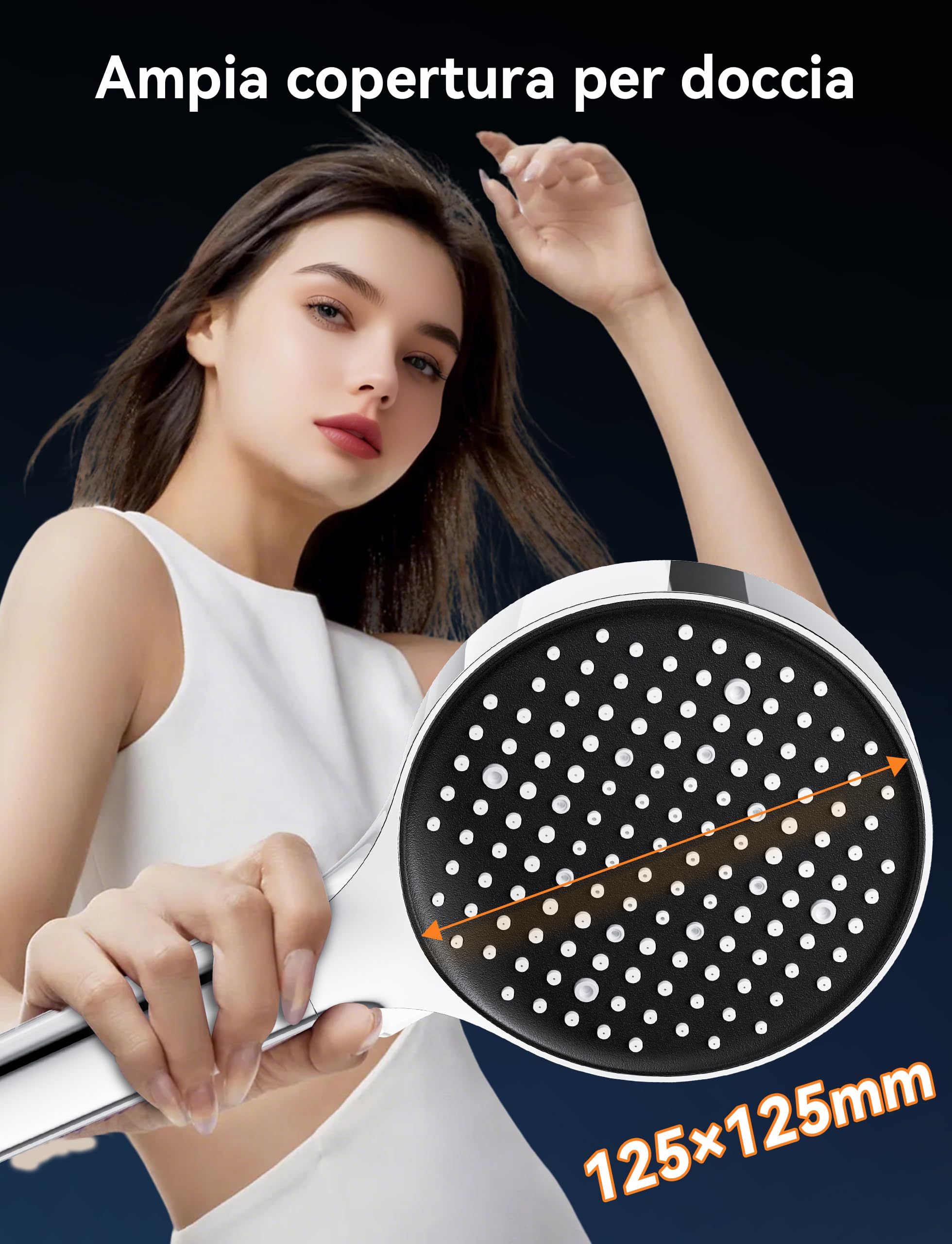 Magichome Soffione doccia con filtro, doccetta ad alta pressione, 6 tipi di getto, soffione doccia a risparmio d'acqua con filtrazione in 25 strati per acqua dura, cloro residuo, batteri, metalli