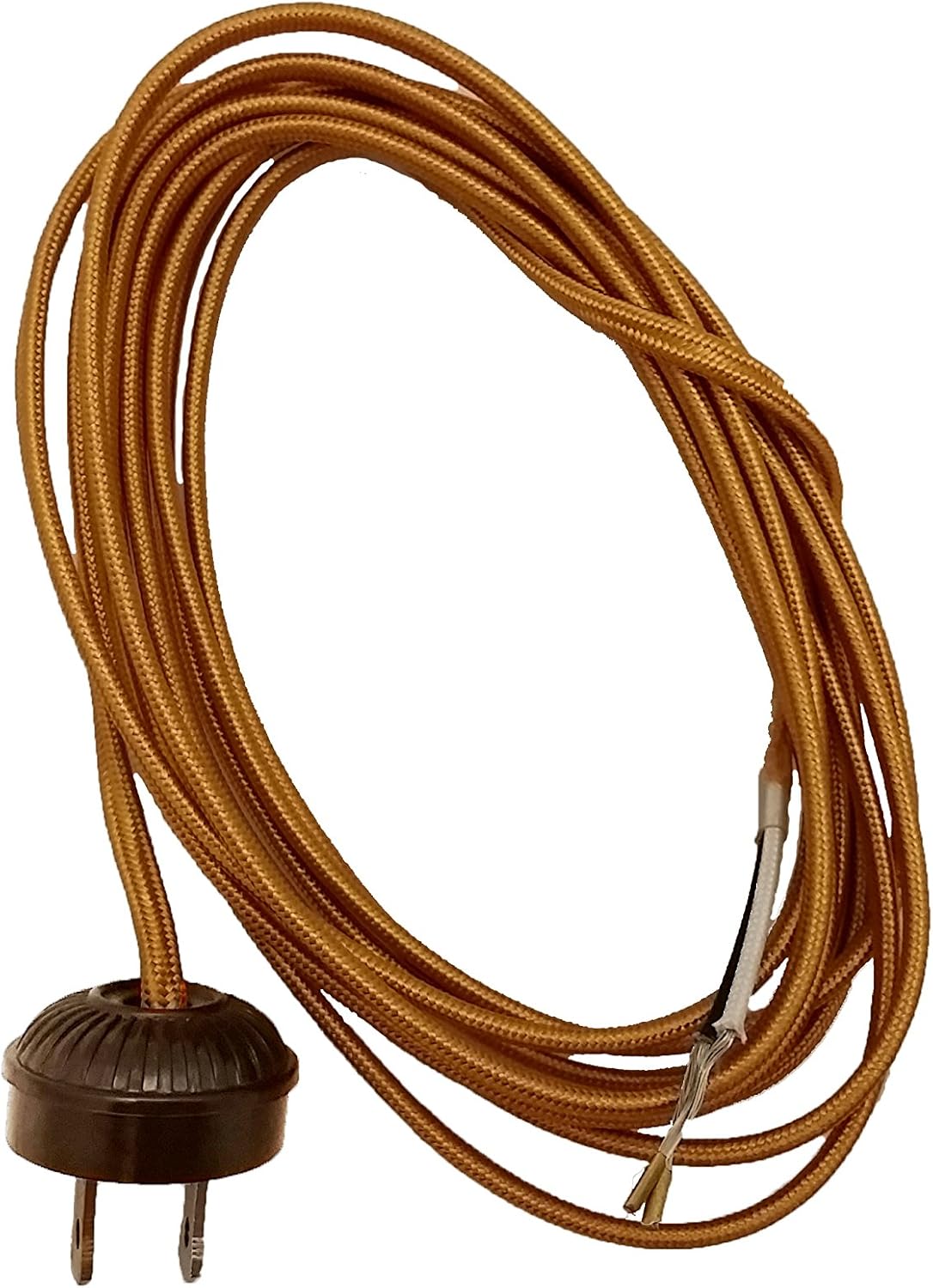 B&P Lamp® Gold Rayon Cord with Ribbed Plug Set ~10 Ft.