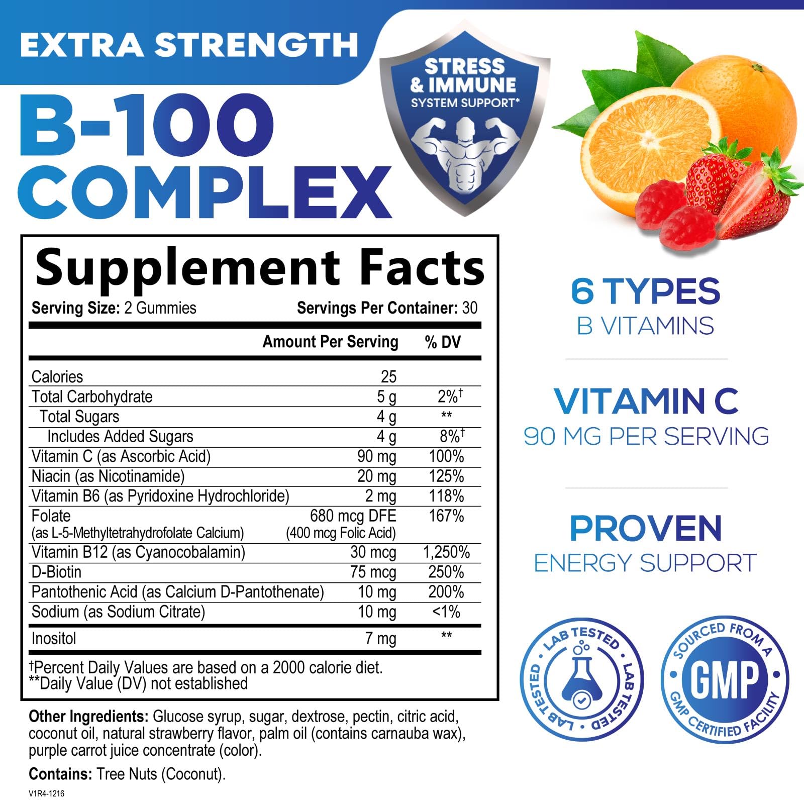 Vitamin B Complex Gummies - Extra Strength Super B Vitamin Gummy with Folate, Niacin & B12 - Immune Support With Vitamin C for Men & Women - Energy, Cellular & Brain Support Supplements - 60 Gummies — Amazon image 2