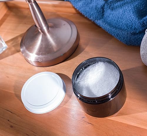 Miniatura 5 de Tarro recargable de plástico PET negro de 12 onzas con tapas de metal blanco (paquete de 6)