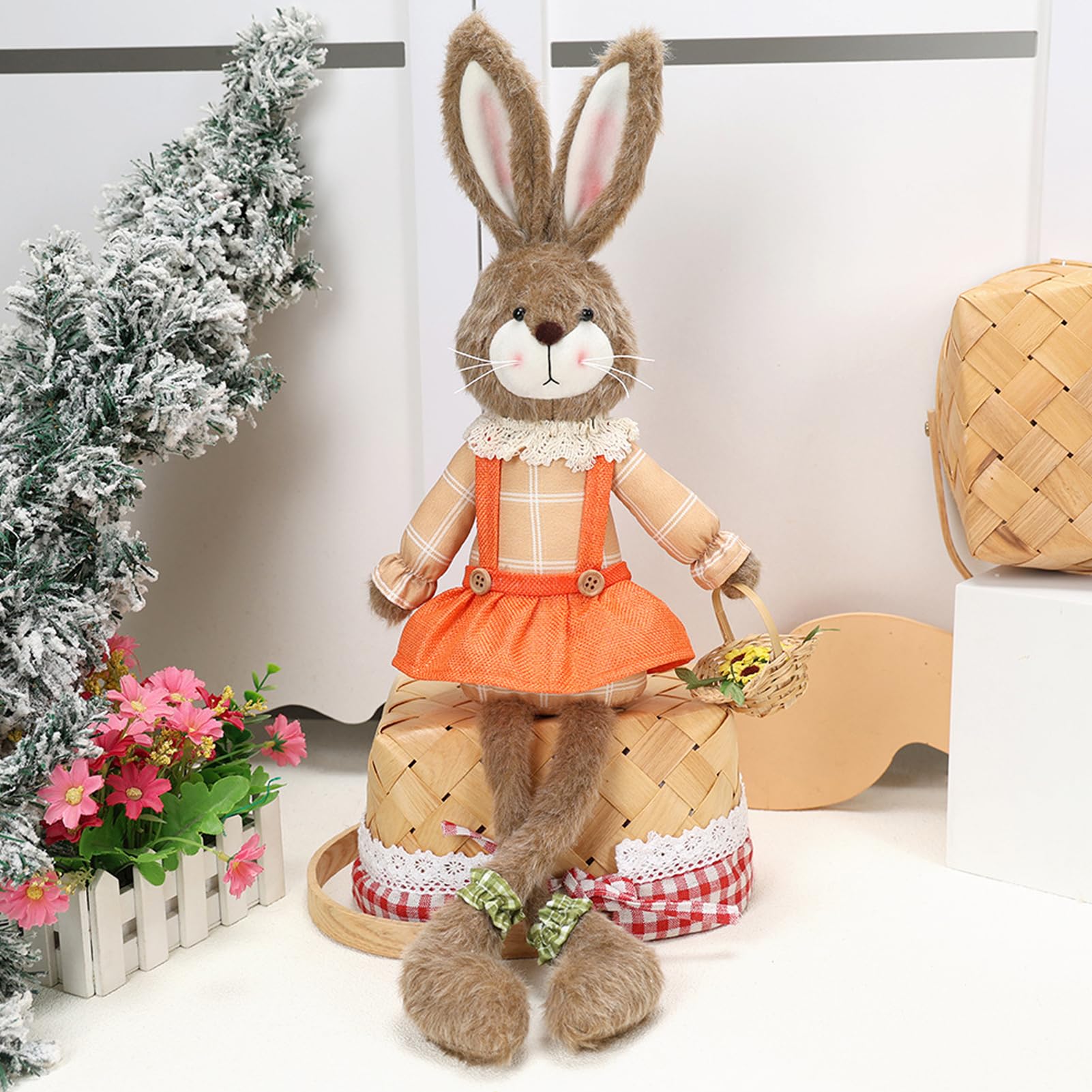 Decorazione pasquale coniglietto decorativo, 2 pezzi, decorazione pasquale con gambe estensibili, decorazione pasquale coniglietto pasquale per bambole, coniglietti pasquali, coniglietti pasquali