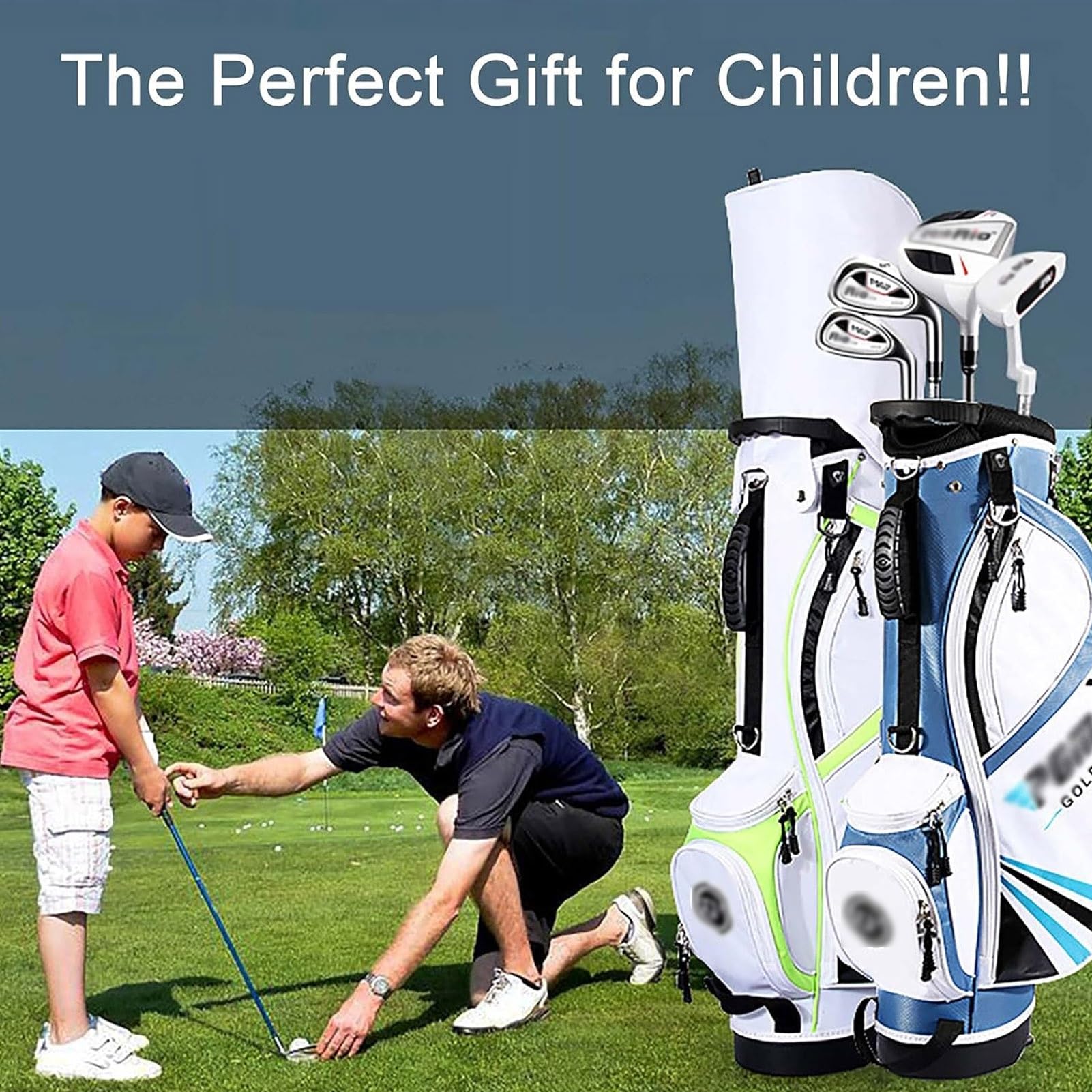 Golf Stand Bag for Children, Golf Cart Bag, Lightweight Easy Carry Golf Sunday Travel Bag with Dual Straps (Without Clubs) (Color : Orange, Size : 85cm/33.5inch)