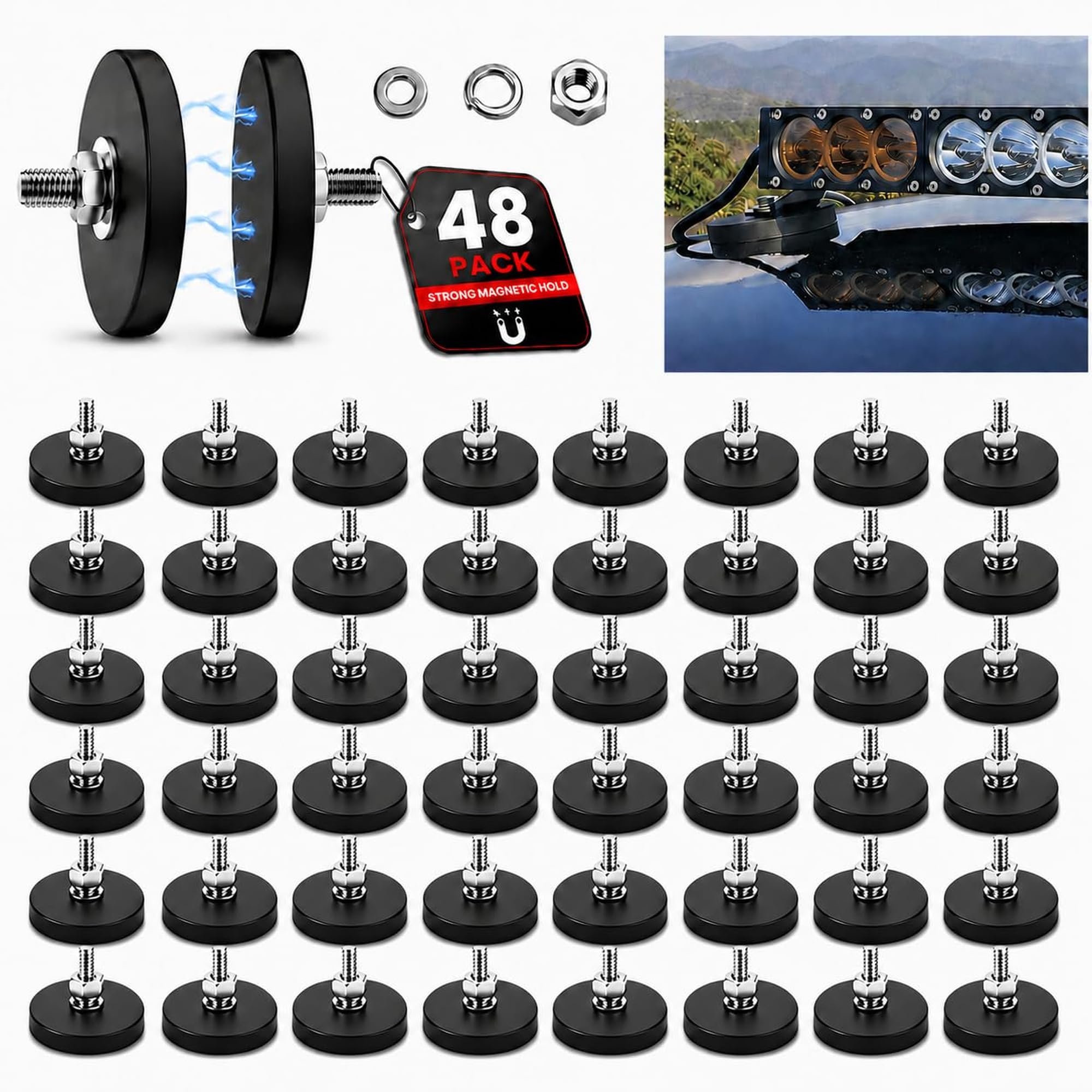 24pack Rubber Coated Magnets, Rock Light Magnets 1.69 Inch 30LB — Amazon image 8