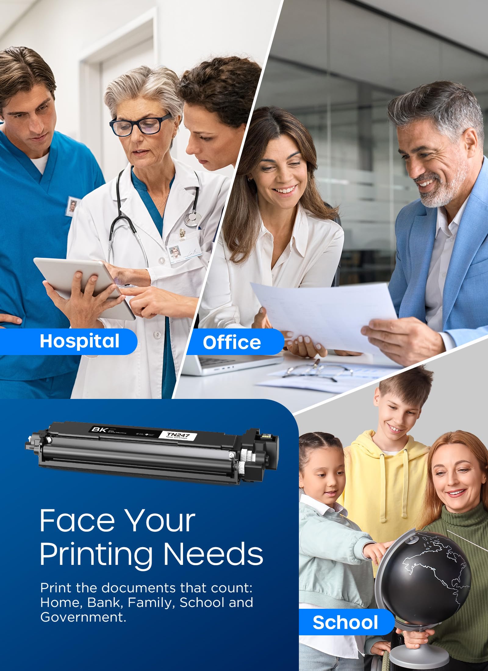 TN-243CMYK MFC L3750CDW TN247 Toner: 5 MFC-L3770CDW Zestaw kompatybilny z Brother DCP-L3550CDW MFC-L3750CDW TN243CMYK TN247 HL-L3210CW DCP-L3510CDW HL-L322210CDW 30CDW MFC-L3710CW TN-247 TN