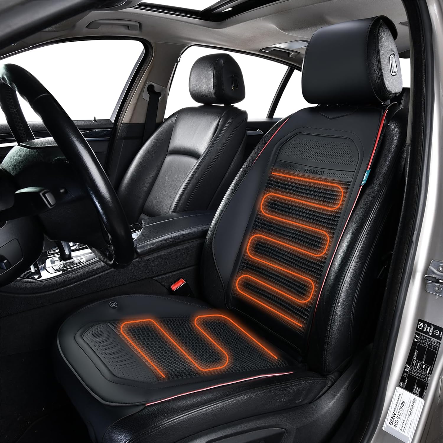 FLORICH Winter Seat Cushion for Back and Seat, Anti-Slip Foldable Car Truck SUV Van Seat Cushion Pad Universal Fit for Front Seat Driver Passenger, with 3 Level Adjustable, Black&Red