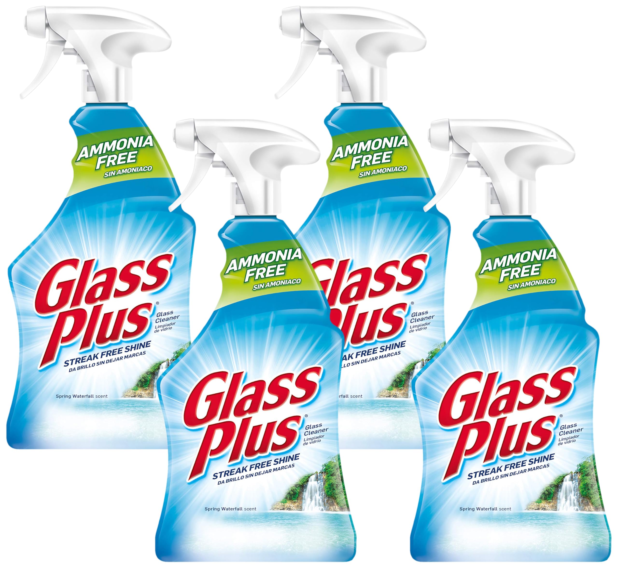 Glass Plus Glass Cleaner, 32 Fl Oz Bottle, Multi-Surface Glass Cleaner (Pack of 4)