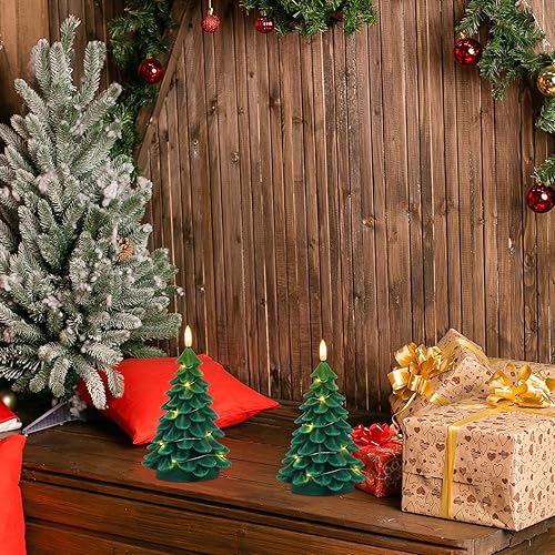 Miniatura 6 de DRomance Guirnalda de velas sin llama para árbol de Navidad con control remoto de 11 teclas y temporizador, paquete de 2 velas LED parpadeantes de