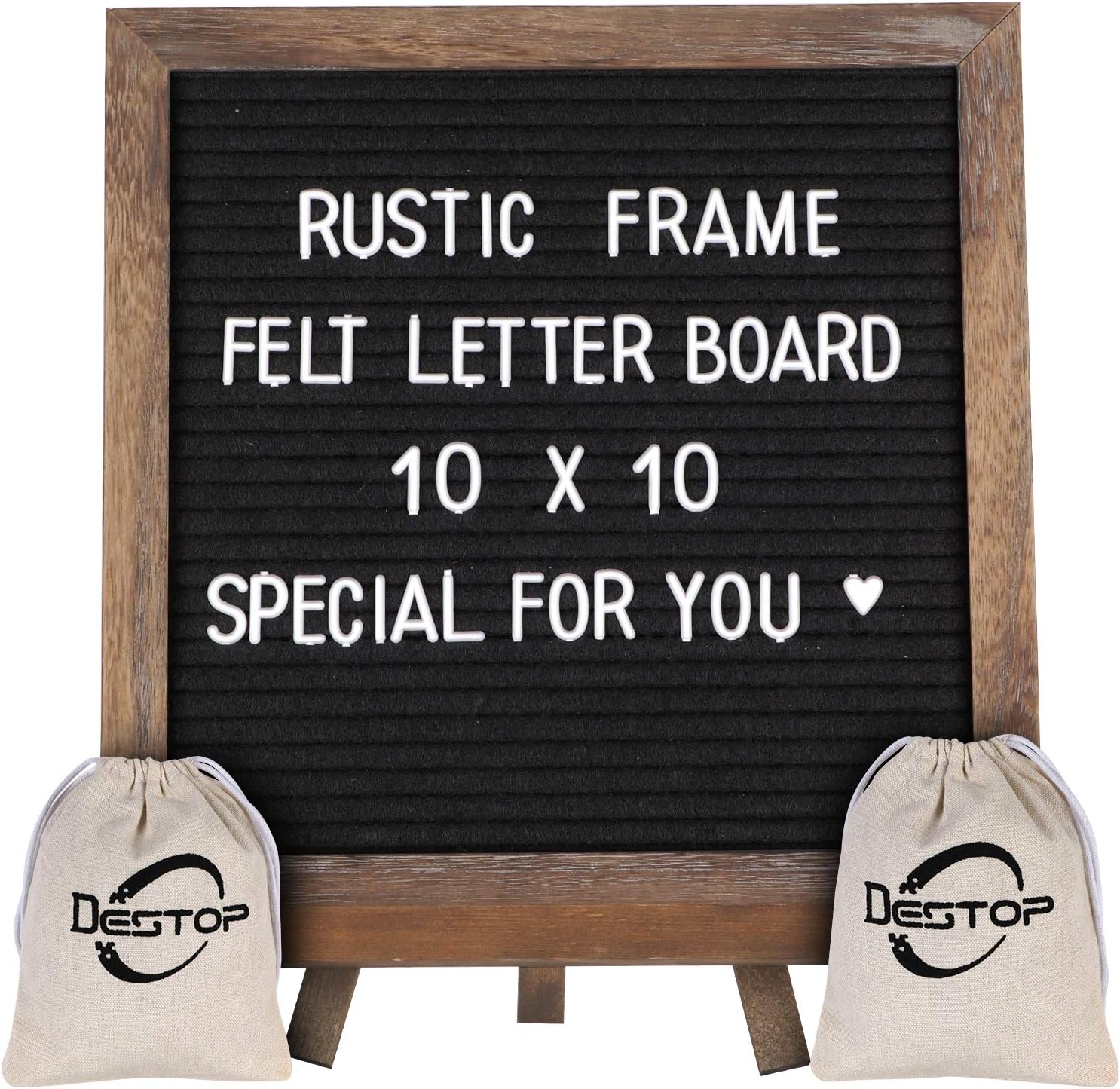Felt Letter Board with Rustic Vintage Frame and Stand 12x16 inch, Dark Grey Changeable Letter and Message Board Includes 792 Letters, Numbers and Symbols, Hook to Hang, 2 Canvas Bags: Office Products