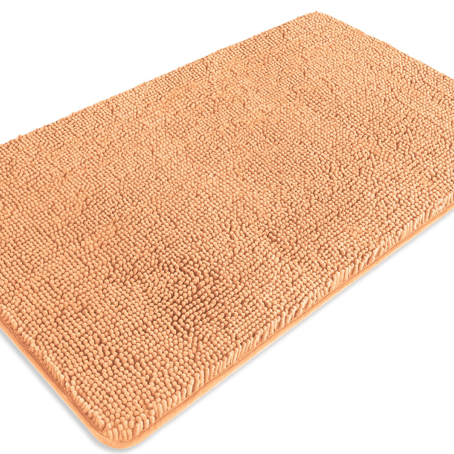 PureSwan Peach Bathroom Rugs – Absorbent and Washable Bath Mat, Non-Slip, Thick Soft Chenille Bath Rugs for Bathroom Floor, Shower, Sink - 26" x 44"
