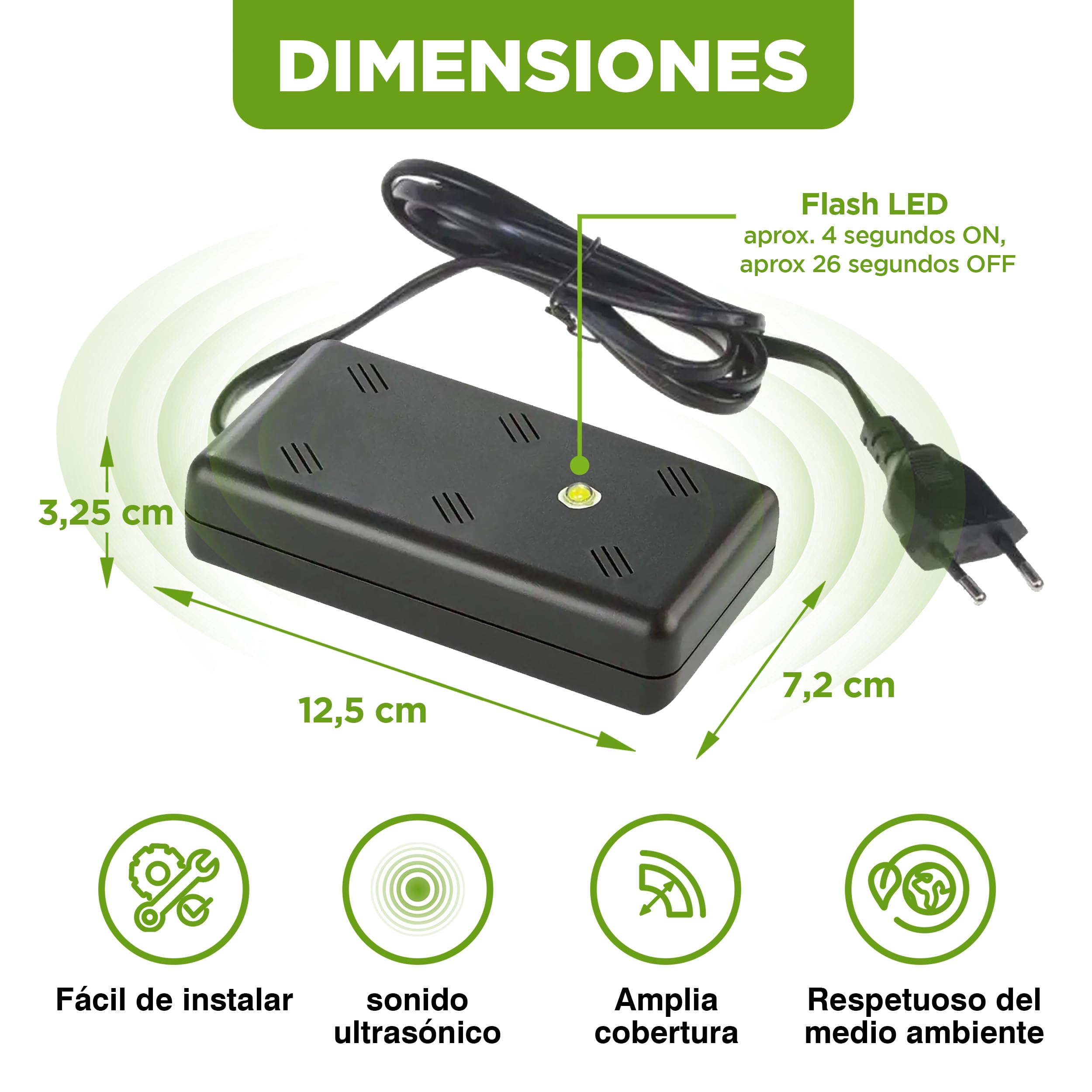 ISOTRONIC Repelente de Martas con Luz LED y Ultrasonidos — Disuasivo para Áticos, Garajes y Casas — Protección contra Ratones y Ratas — Alcance Efectivo 50 m² — Pack de 3 Unidades