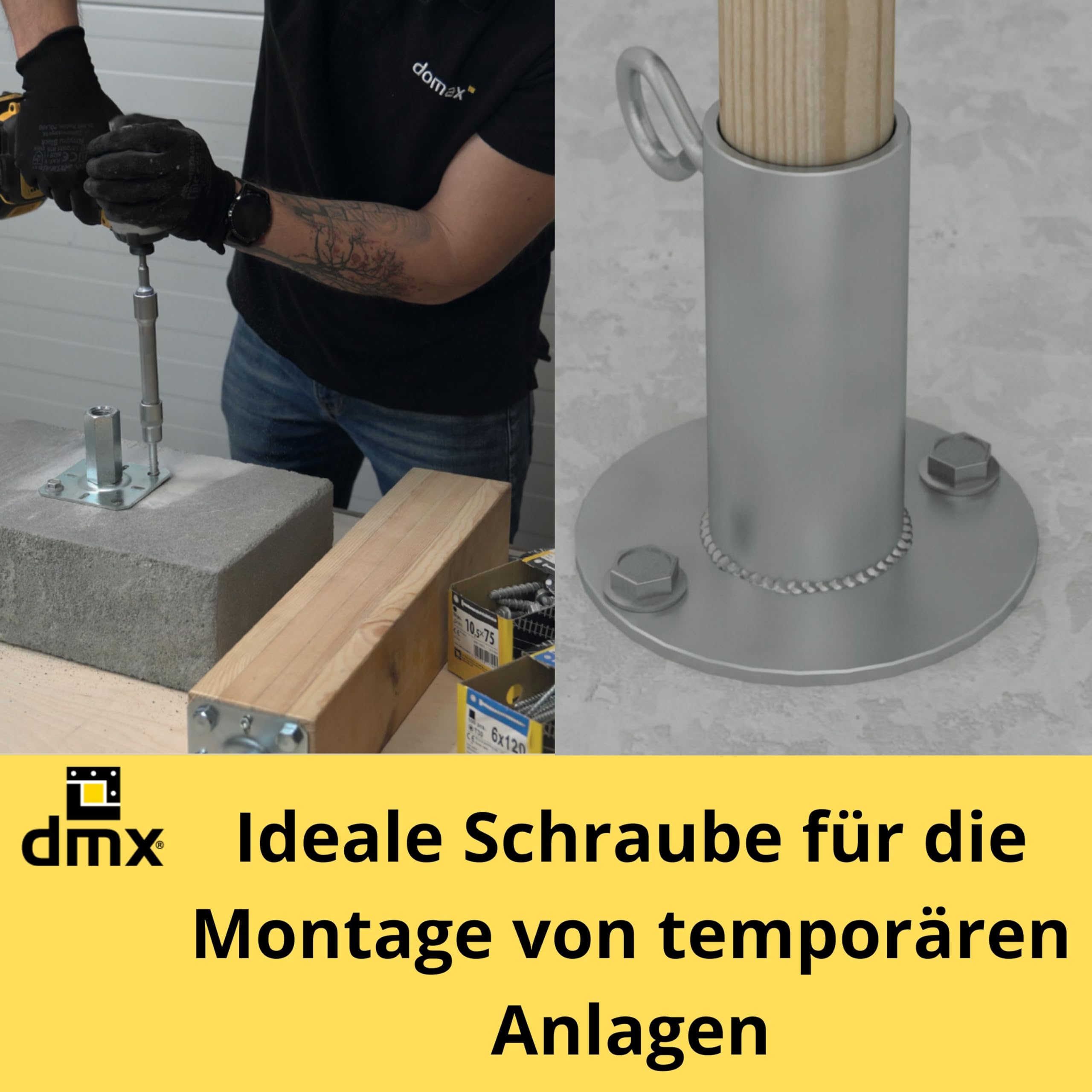 DMX - Betonschrauben Sechskant- Betonschraube Fassadenschraube Spezialschrauben Gasbetonschrauben, gehärteter Kohlenstoffstahl mit Korrosionsschutz 12,5mm - 20 Stk - PBW - 12,5x200