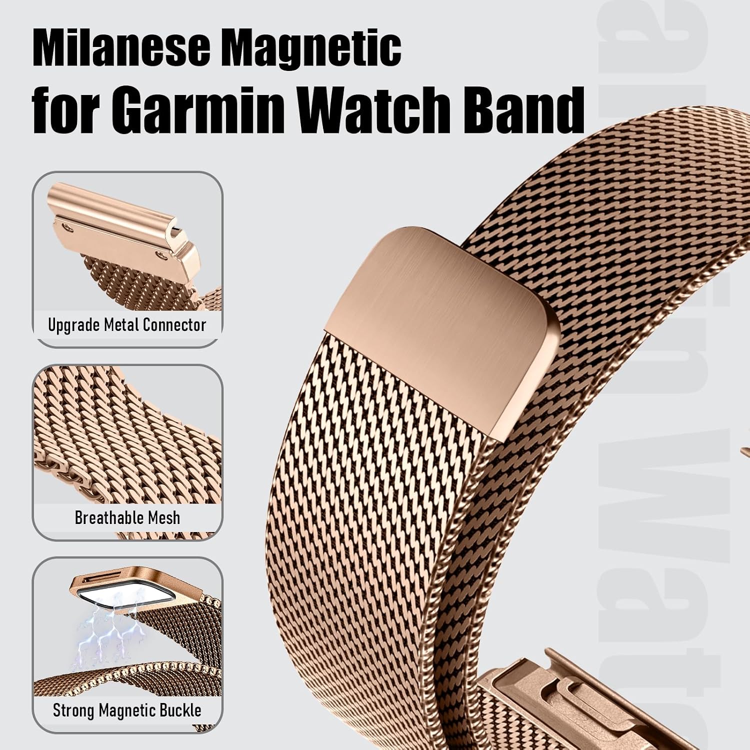 QuickFit 22mm Milanese Watch Band for Garmin Fenix 9 Fenix 8 47mm image 3