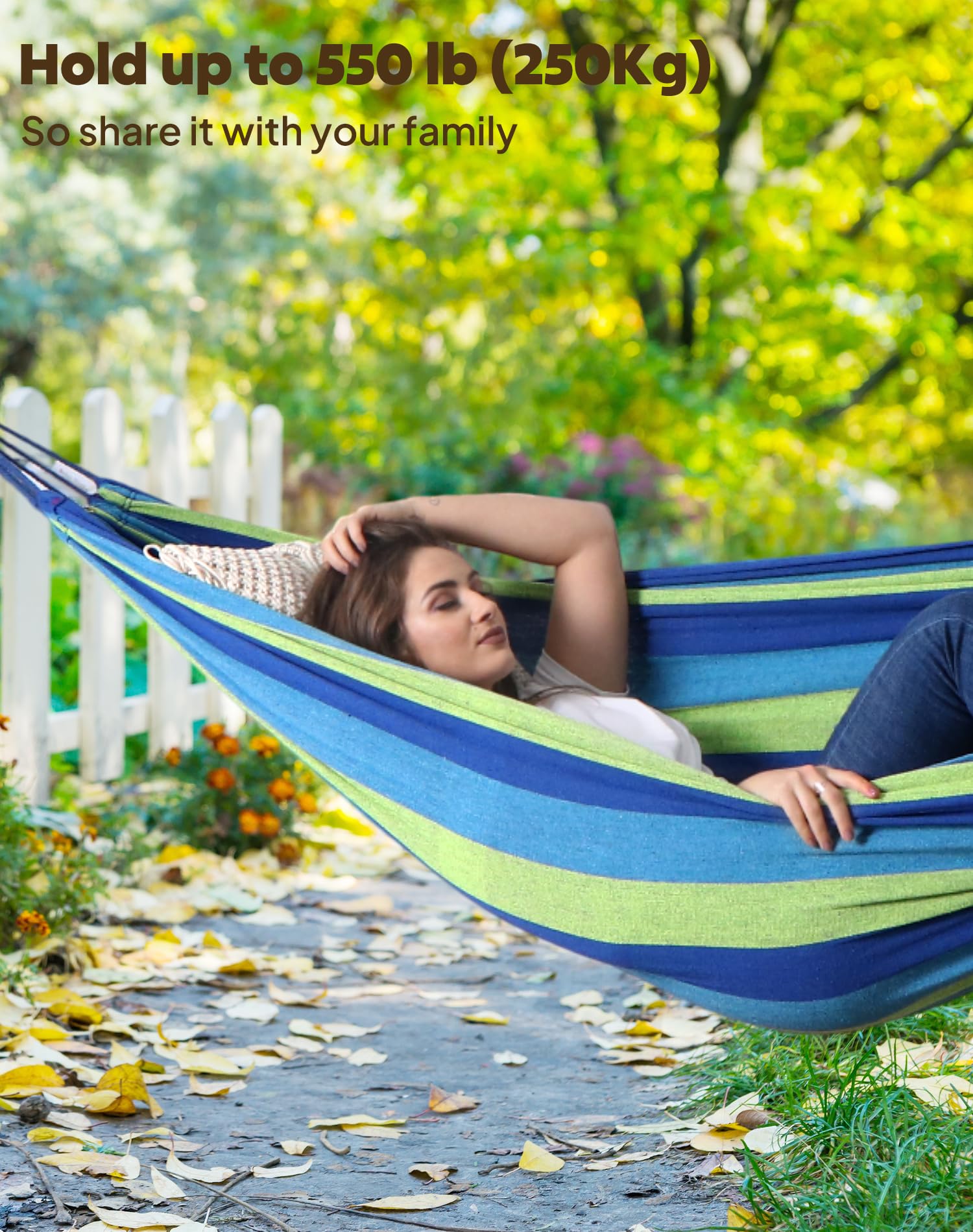 anyoo hängematte Baumwoll Tragbare Camping Hängematte mit Gurten für Garten Balkon Terrasse Outdoor & Indoor Garten Popal Abmessungen:400mm Quark Potter's Wheel Wireless