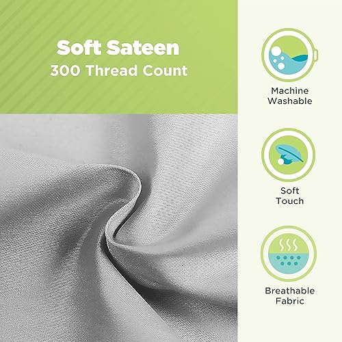 Miniatura 3 de Bean Products Fundas de almohada para el cuello  algodón, tejido satinado, 300 hilos, gris (6 x 16 pulgadas)