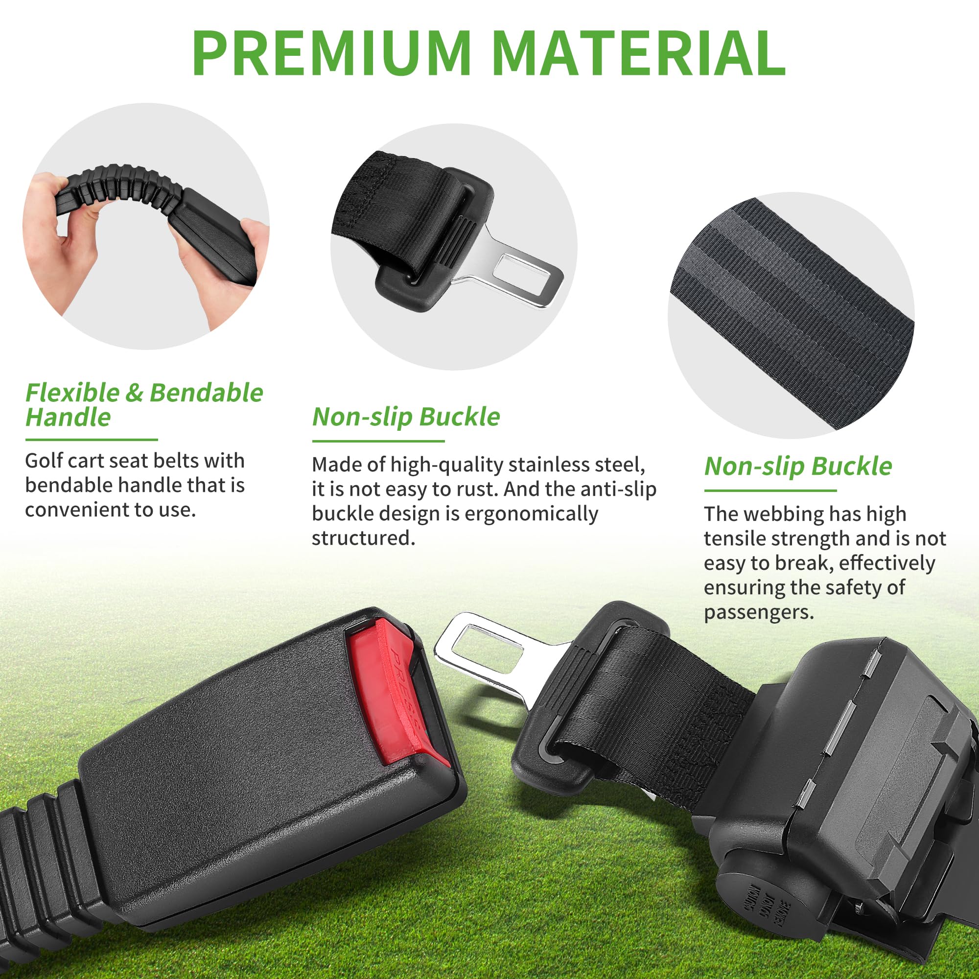 10L0L 4PCS Universal Retractable Golf Cart Seat Belt Kit for Yamaha, EZGO, Club Car, Fits Front Rear Seat (Not Include Bracket)