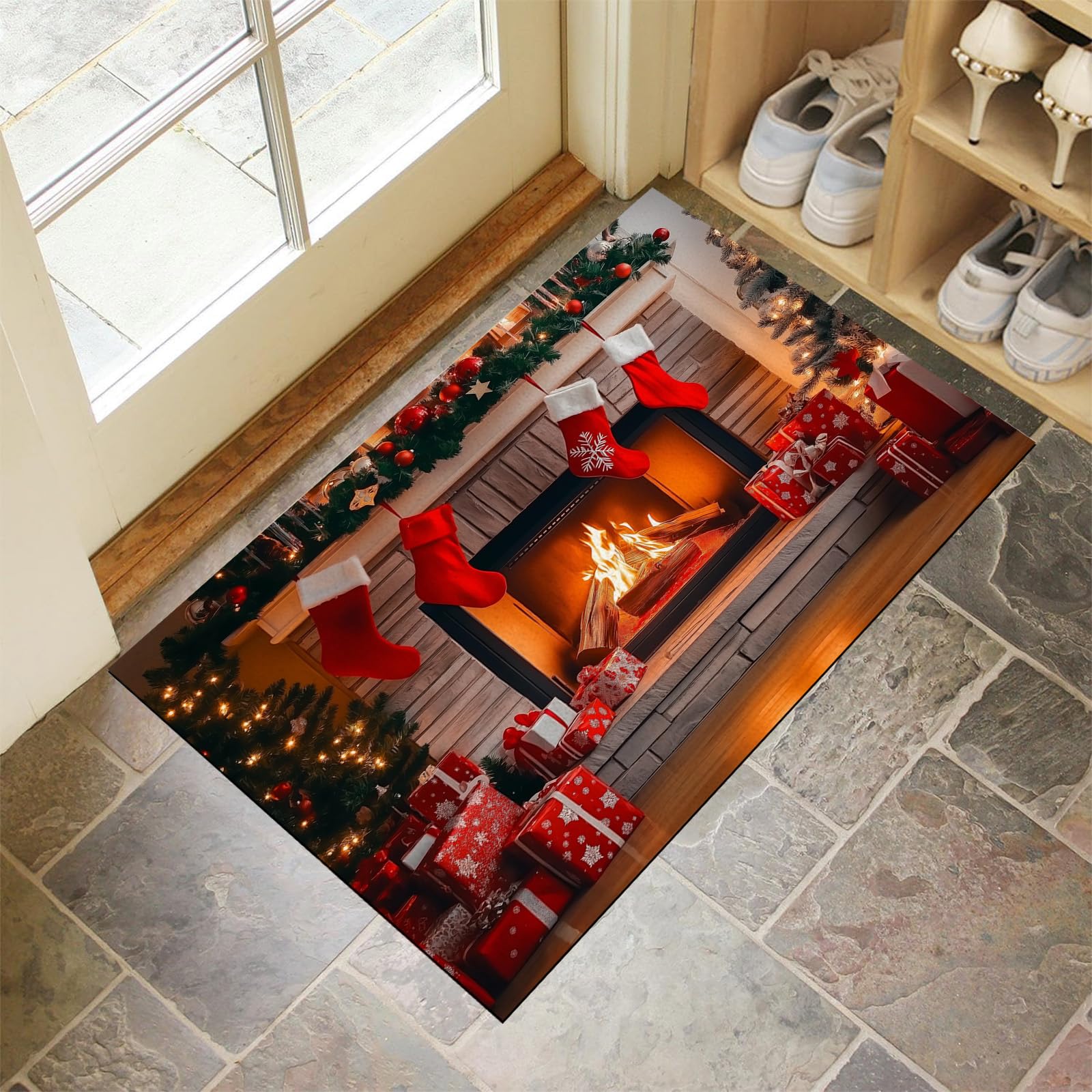 Felpudos Lavables - Felpudo De Interior Con Base Antideslizante, Felpudo Absorbente Para Chimenea Navideña, Felpudo Para Entrada, Cocina, Puerta Delantera Y Trasera, Mascotas Y Calcetín De Jardín