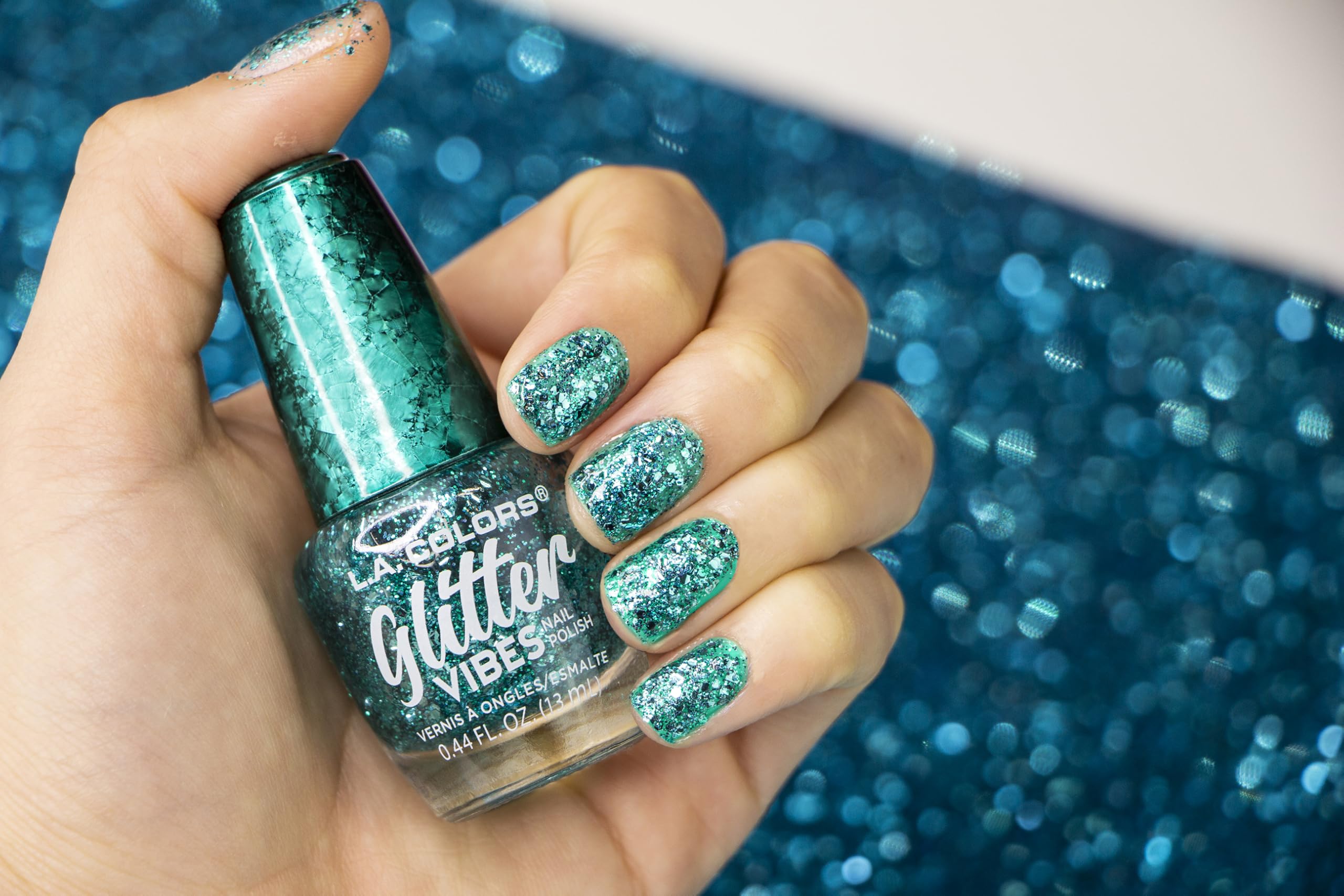 Amazon.com : L.A. COLORS Glitter Vibes Nail Polish, City Girl
