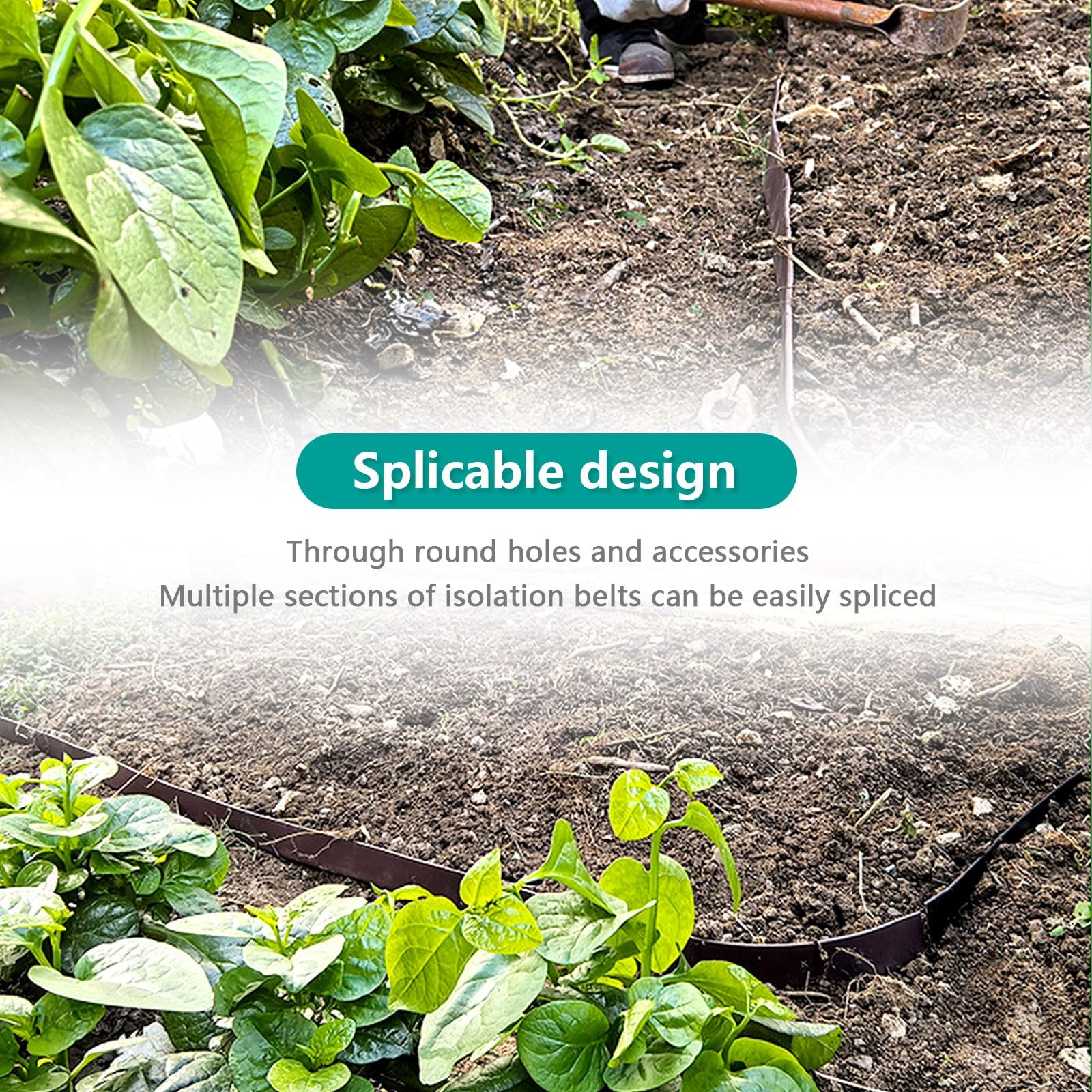 Bordure de jardin en plastique durable et résistant aux intempéries pour pelouse et allée, design flexible avec installation facile sans creusement, clous inclus, hauteur 10 cm
