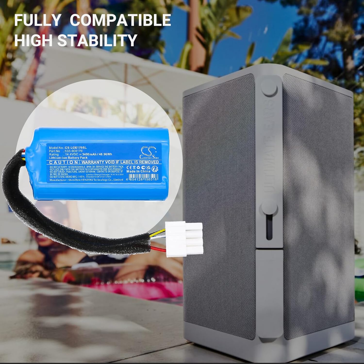 Replacement Battery Fit for Logitech S00175, UE Hyperboom, Ultimate Ears Hypeboom, Ultimate Ears hyperboom 3,533-000170(3400mAh)