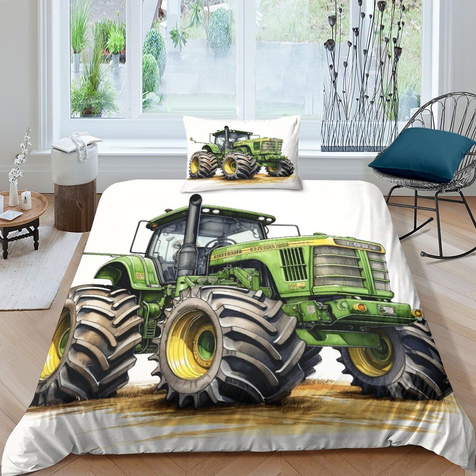 Housses de couettes tracteur 3D parure de lit microfibre respirante single 135x200