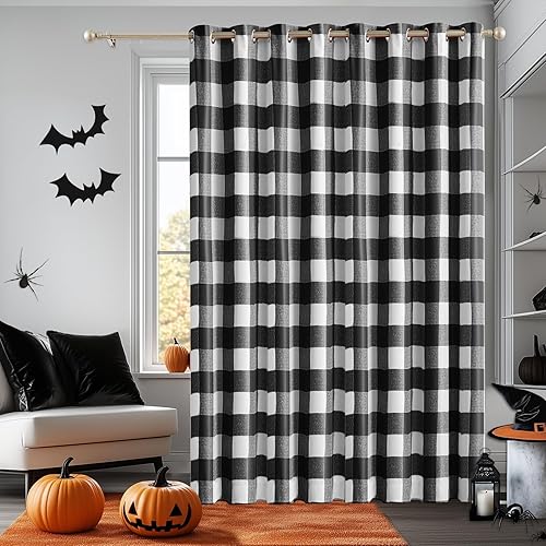 Vista 21 de Melodieux Cortinas opacas a cuadros de búfalo de 63 pulgadas de largo para dormitorio, sala de estar, cortinas con ojales para oscurecer