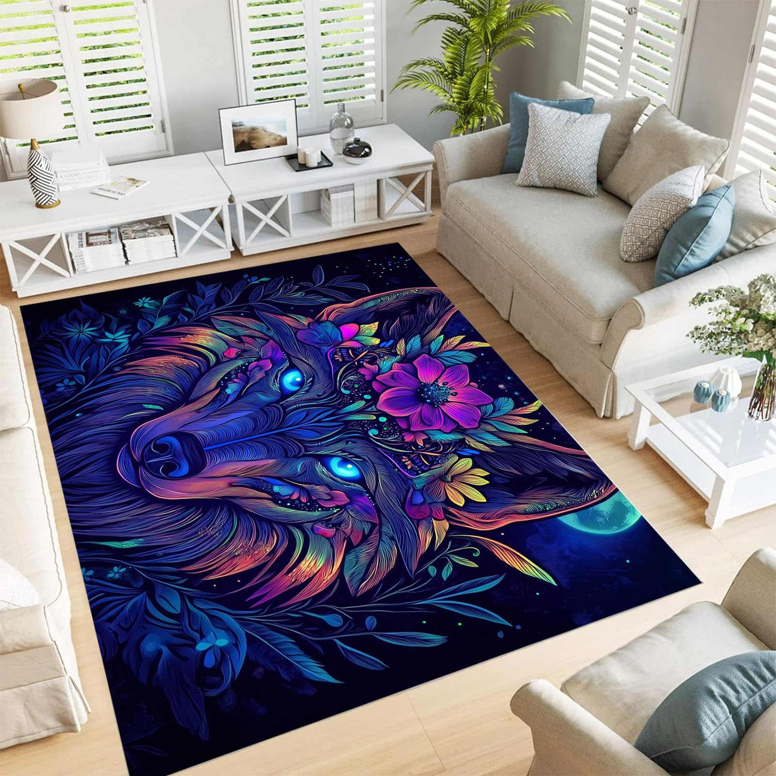 Tapis illustration animale pour chambre de fille et salle de jeux
